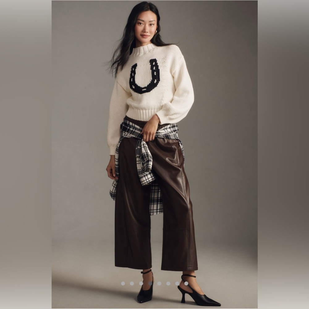 NWT Anthropologie The Pippa Mock Neck Sweater Maeve Icon Horseshoe equestrian 🐎 - Picture 4 of 10